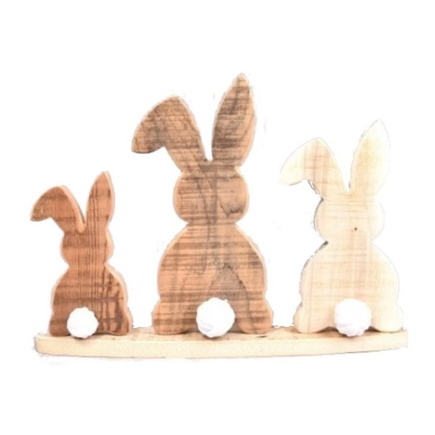 Houten Decoratie Konijnen - 3 Op Een Rij - 35x25 Cm