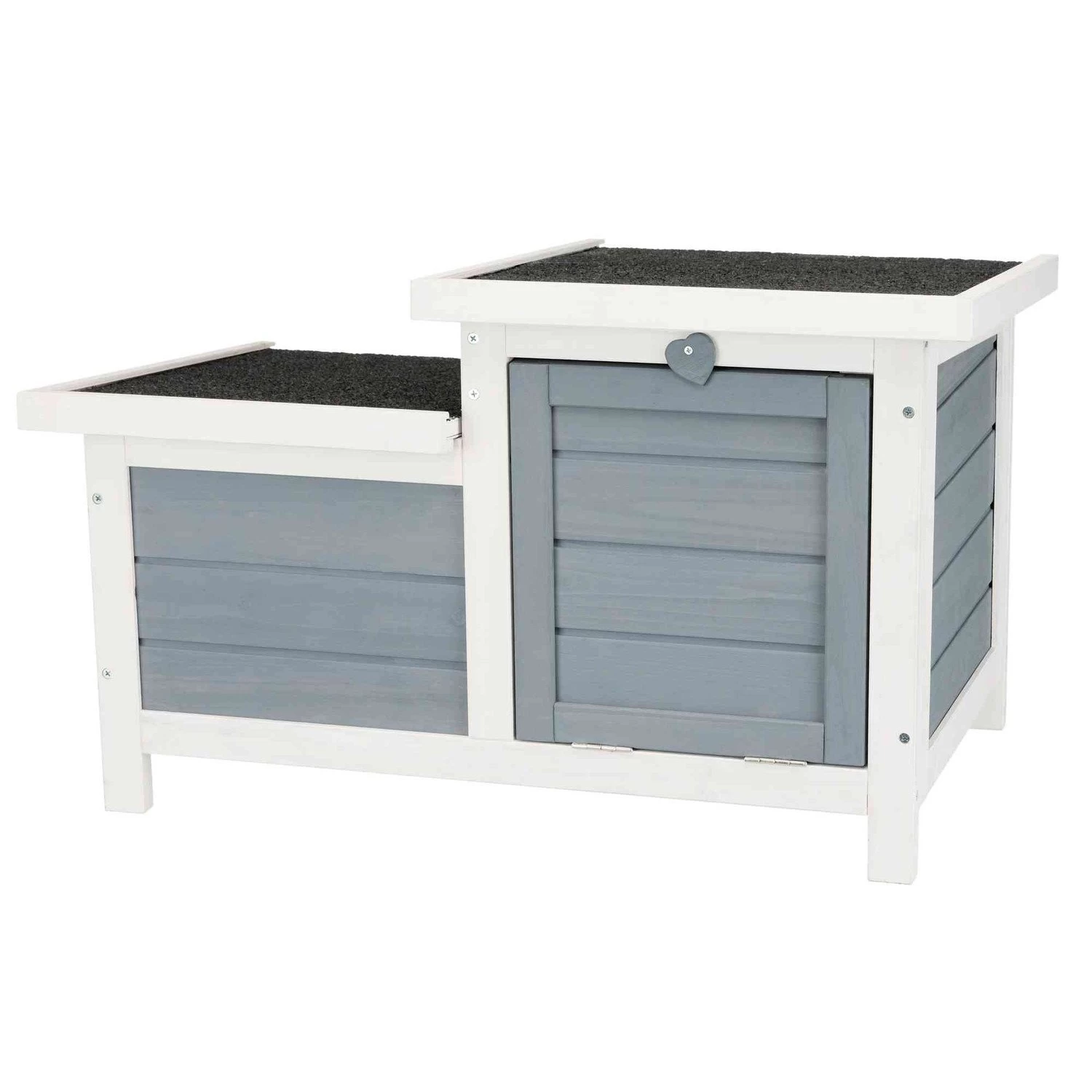 Trixie Trixie Natura Houten Schuilhuis - 70x43x45 Cm - 2 Ingangen - Grijs-Wit - Afbeelding 2