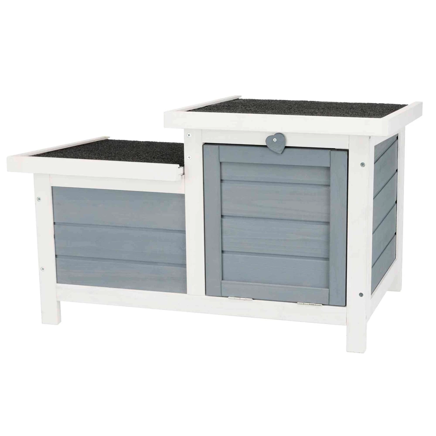 Trixie Trixie Natura Houten Schuilhuis - 70x43x45 Cm - 2 Ingangen - Grijs-Wit