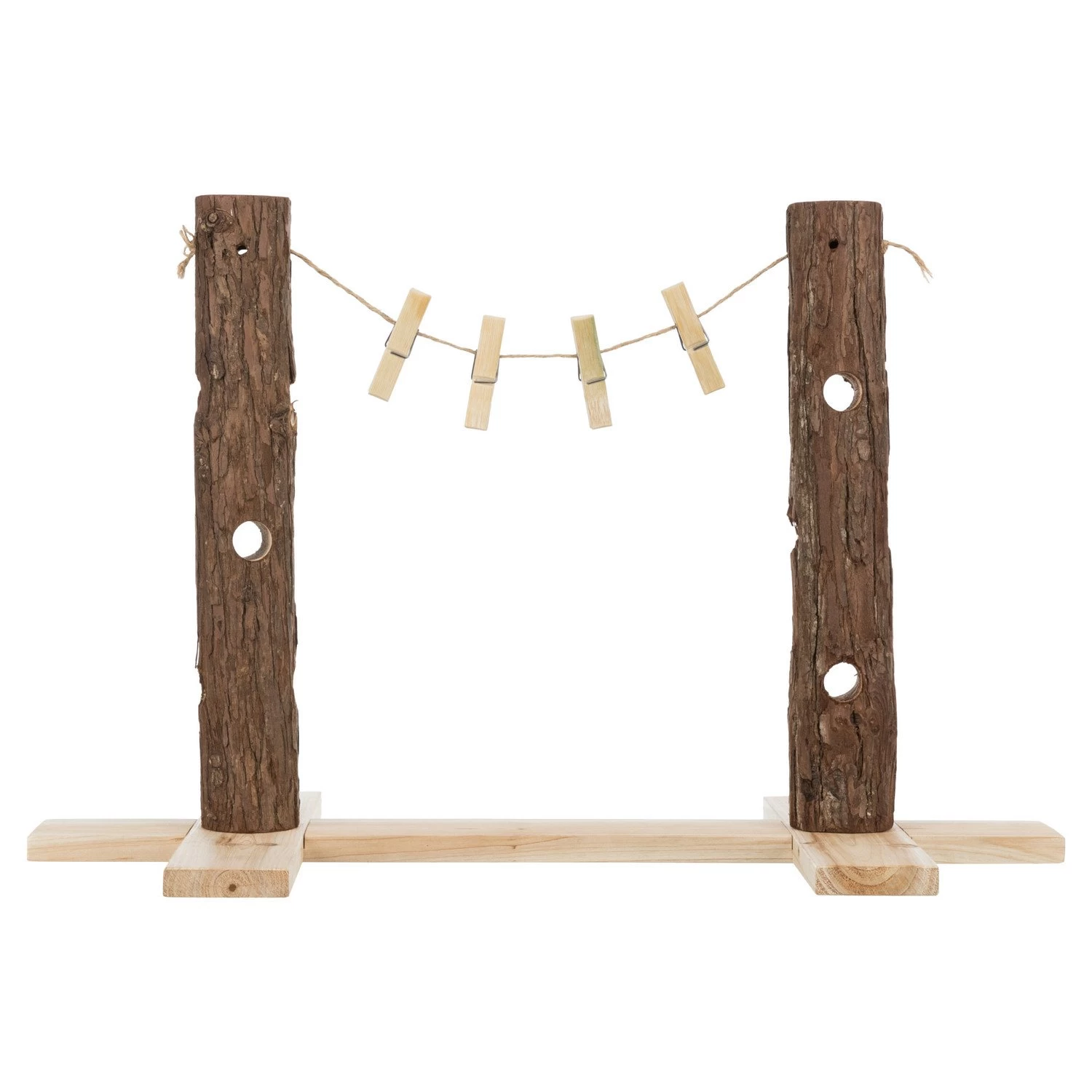 Trixie Trixie Natural Living - Houten Duo Voerboom Schorshout - 53x34x25 Cm - Afbeelding 2